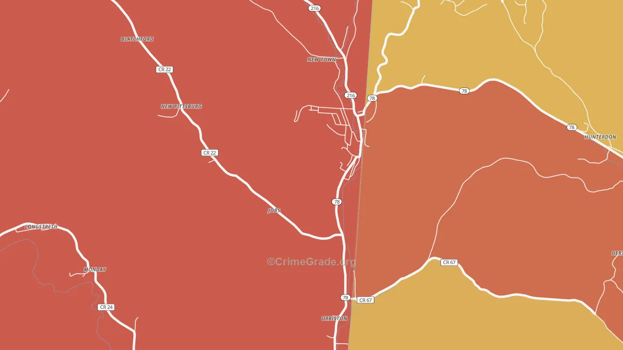 Murray City, OH Map of Theft Rates