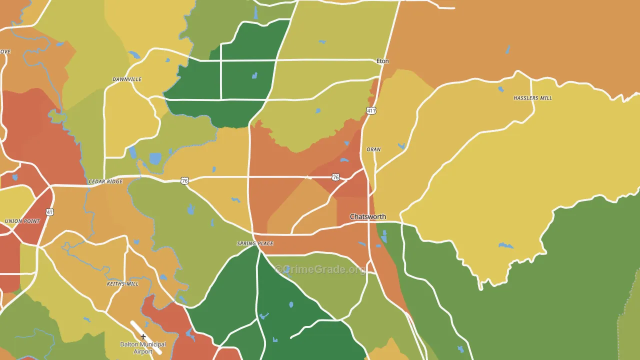 Murray County, GA Map of Theft Rates