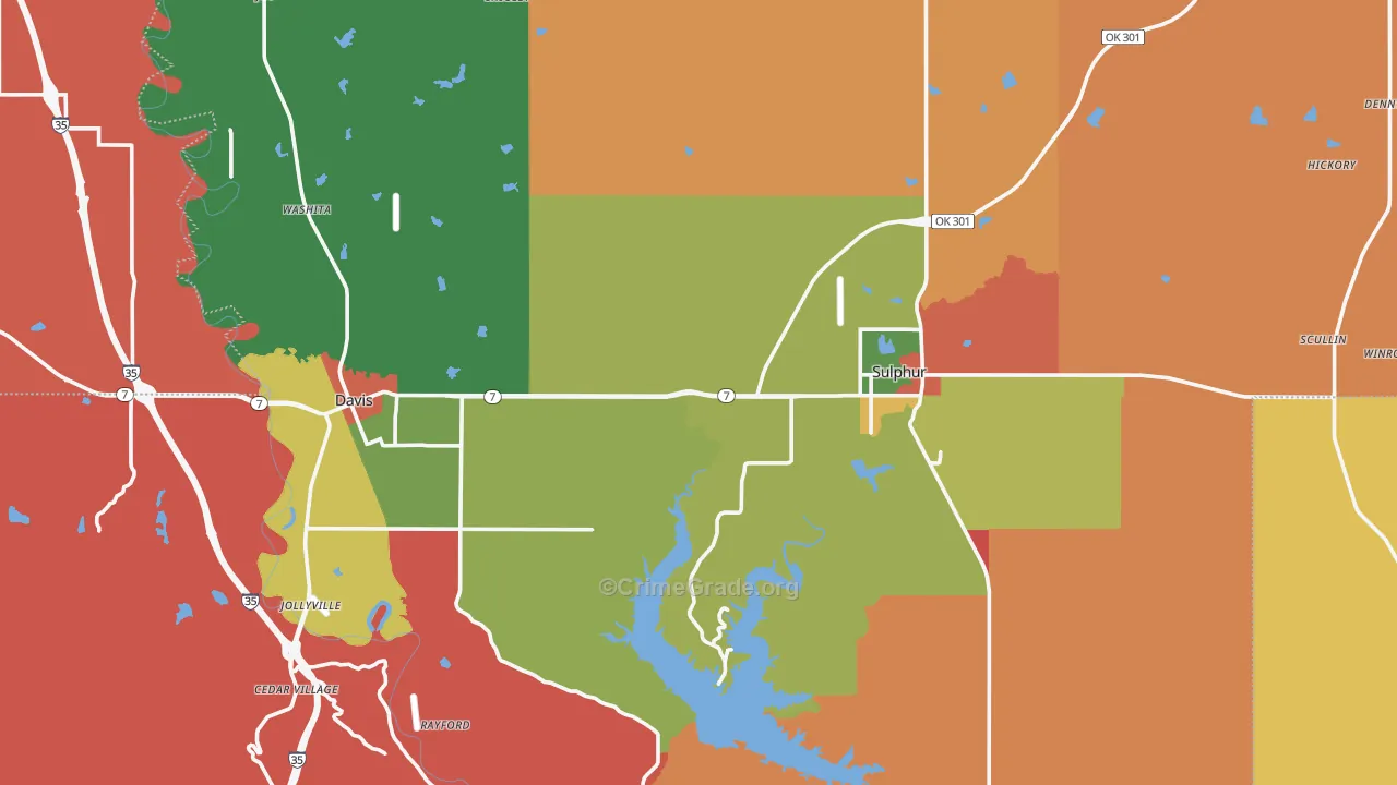 Murray County, OK Map of Theft Rates