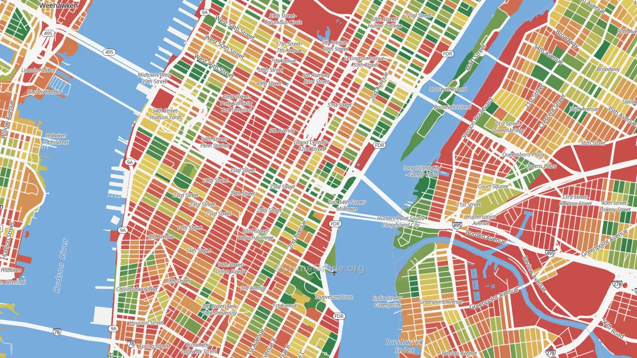 Murray Hill, Manhattan, NY Map of Theft Rates