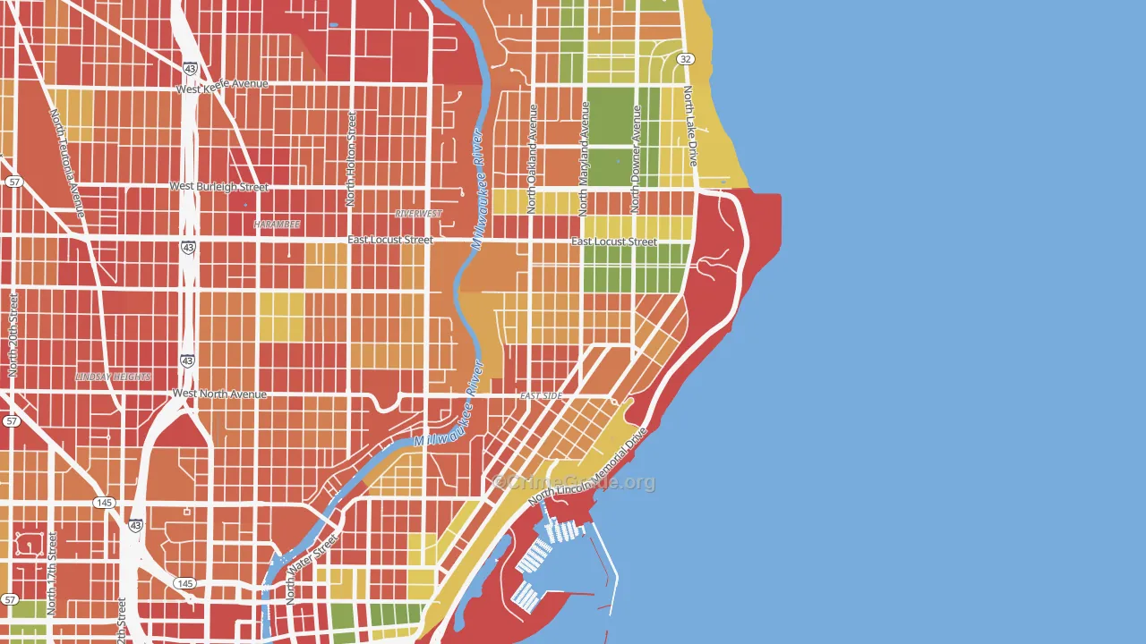 Murray Hill, Milwaukee, WI Map of Theft Rates