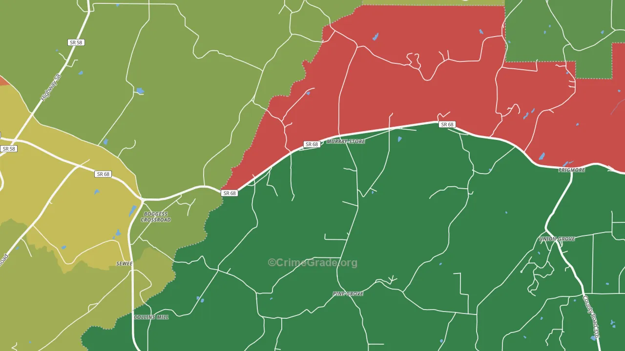 Murray Store, TN Map of Theft Rates