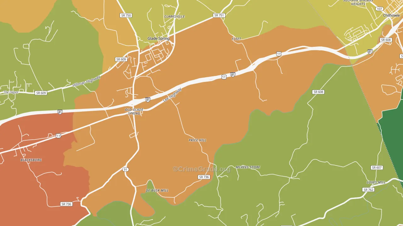 Murrayfield, VA Map of Theft Rates