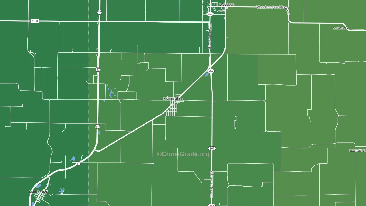 Murrayville, IL Map of Theft Rates