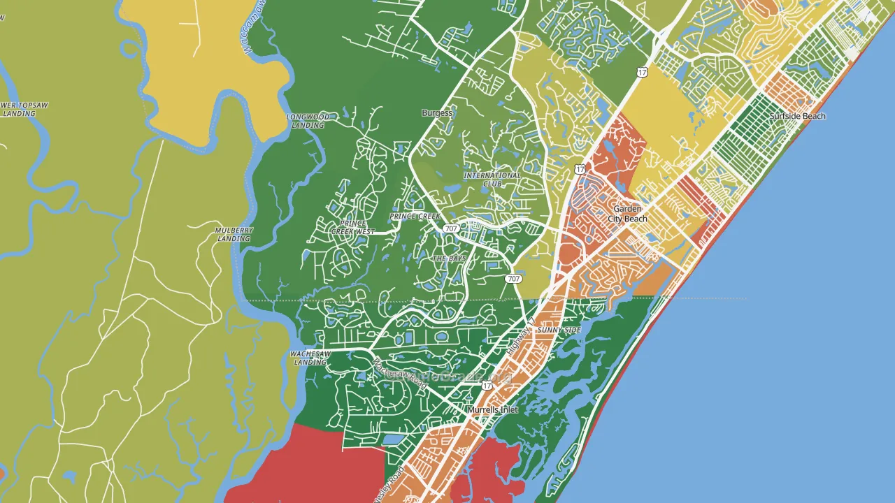 Murrells Inlet, SC Map of Theft Rates