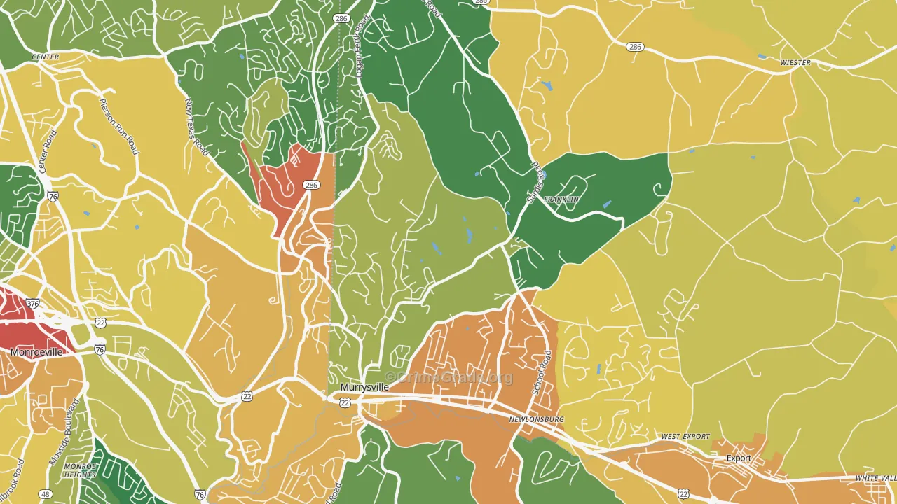 Murrysville, PA Map of Theft Rates