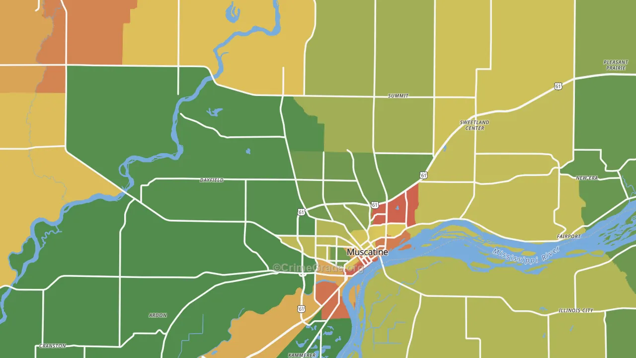 Muscatine County, IA Map of Theft Rates