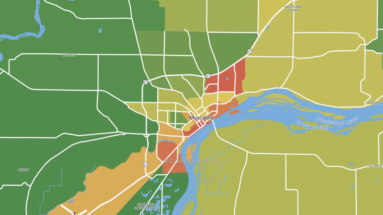 Muscatine, IA Map of Theft Rates