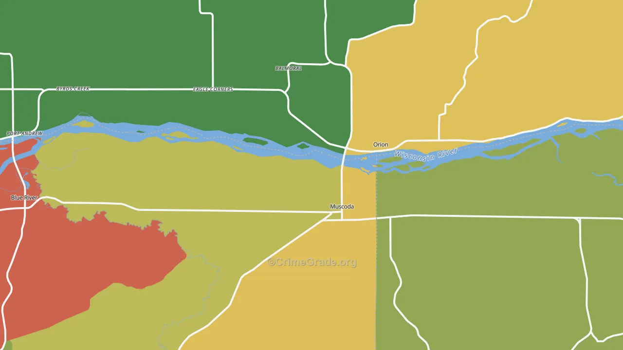 Muscoda, WI Map of Theft Rates