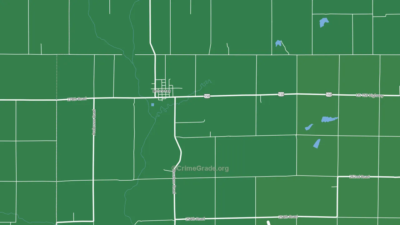Muscotah, KS Map of Theft Rates