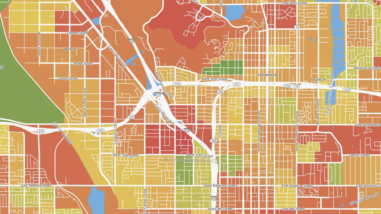 Muscupiabe, San Bernardino, CA Map of Theft Rates