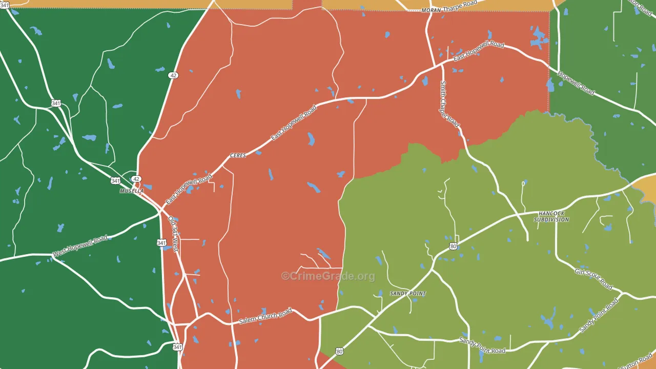 Musella, GA Map of Theft Rates