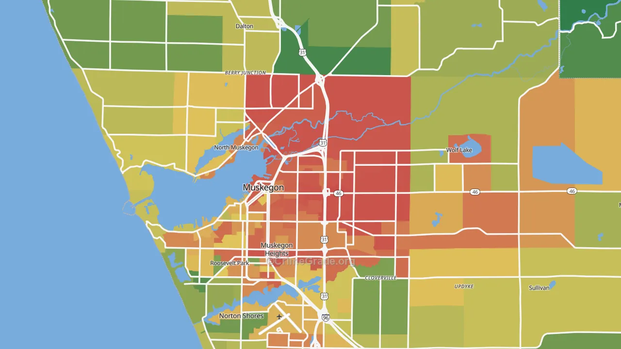 Muskegon County, MI Map of Theft Rates
