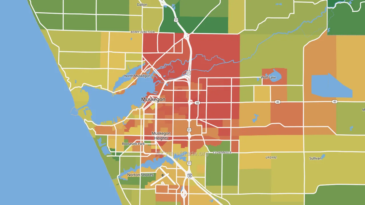 Muskegon, MI Map of Theft Rates