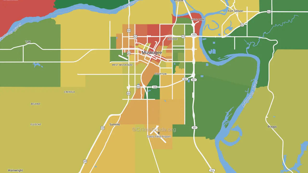 Muskogee County, OK Map of Theft Rates