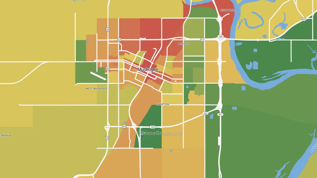 Muskogee, OK Map of Theft Rates