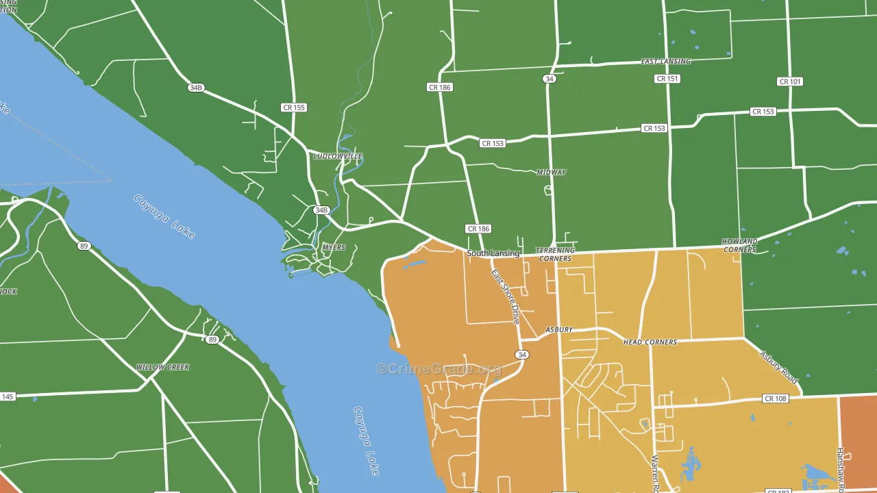 Myers, NY Map of Theft Rates