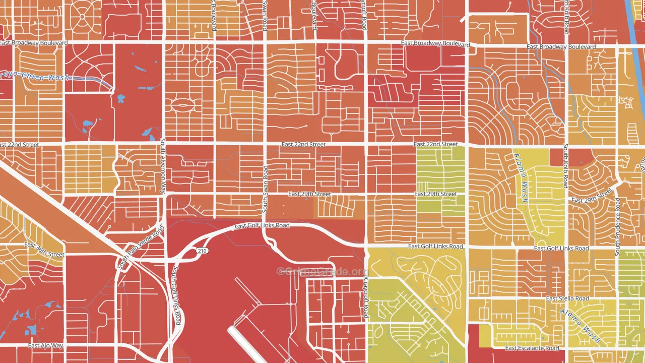Myers, Tucson, AZ Map of Theft Rates