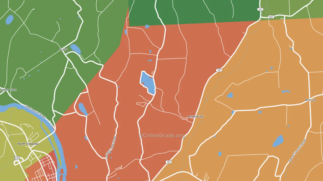 Myersburg, PA Map of Theft Rates