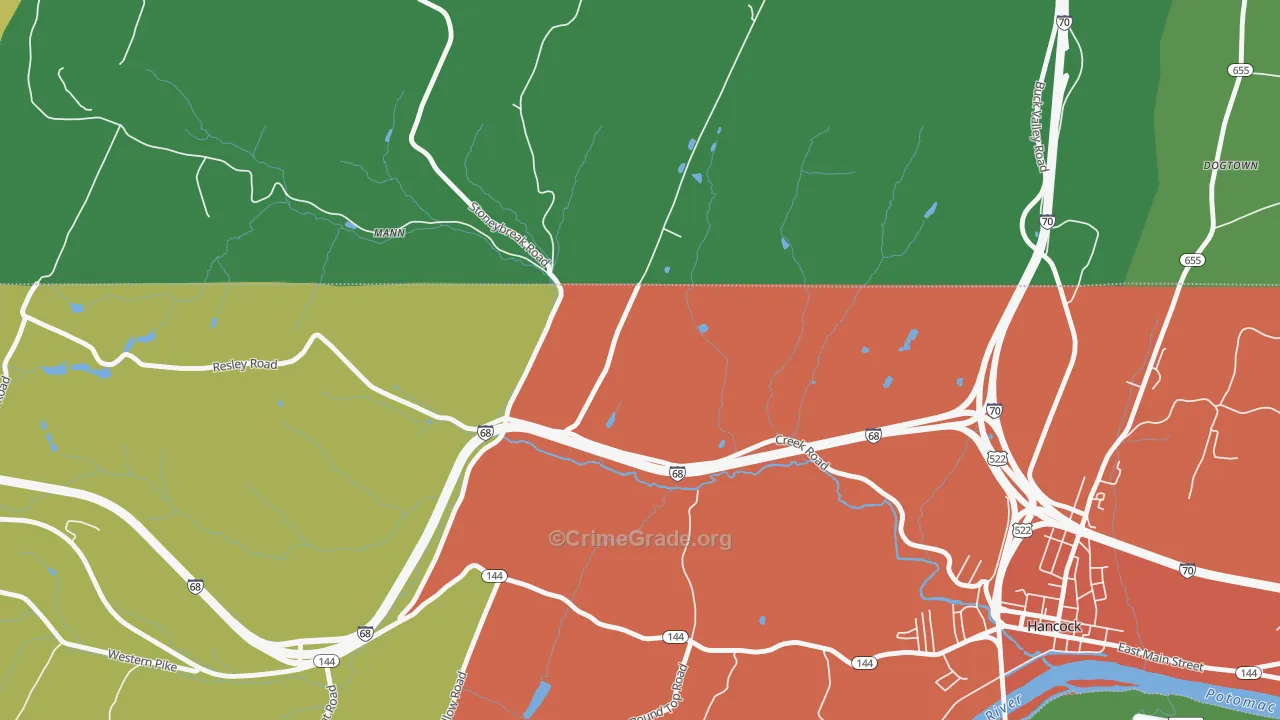 Myersdale, MD Map of Theft Rates