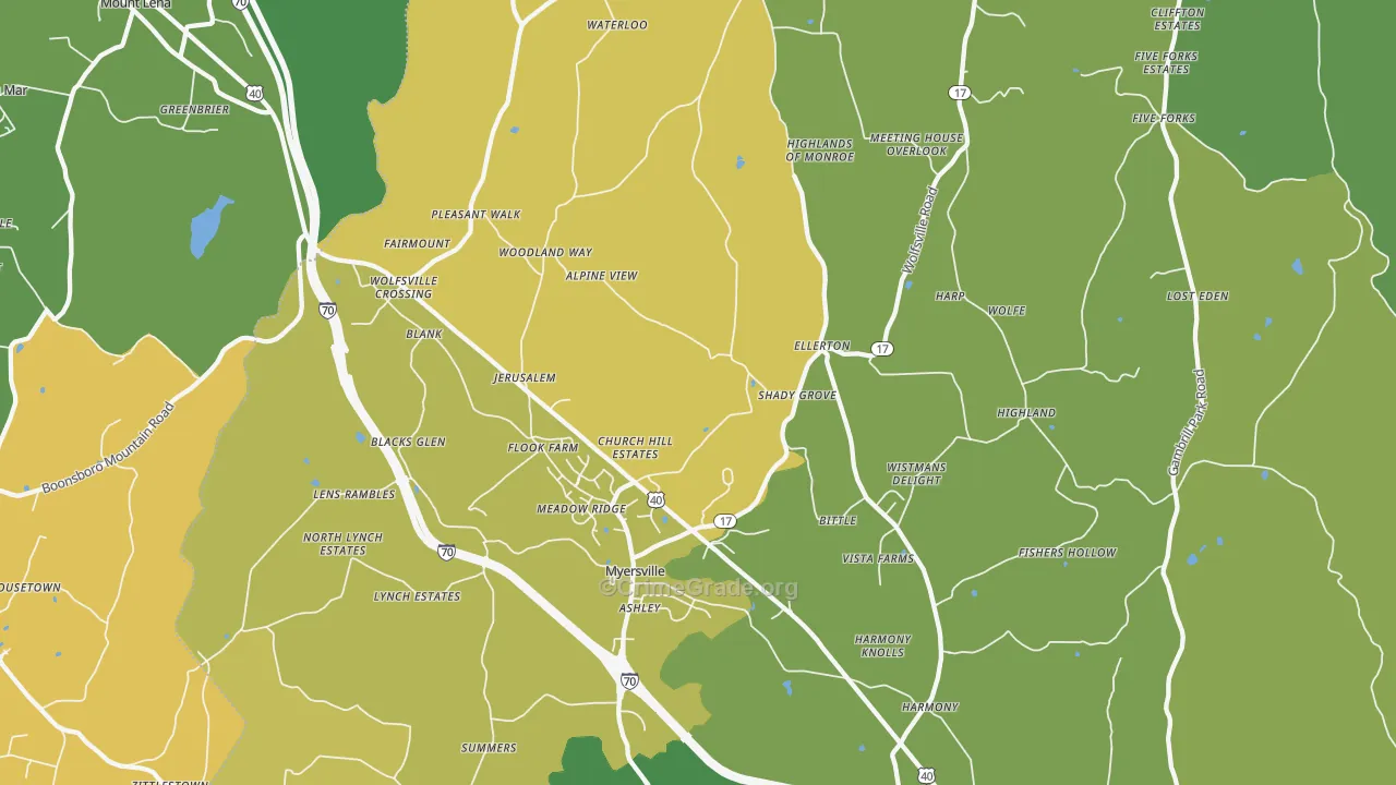 Myersville, MD Map of Theft Rates