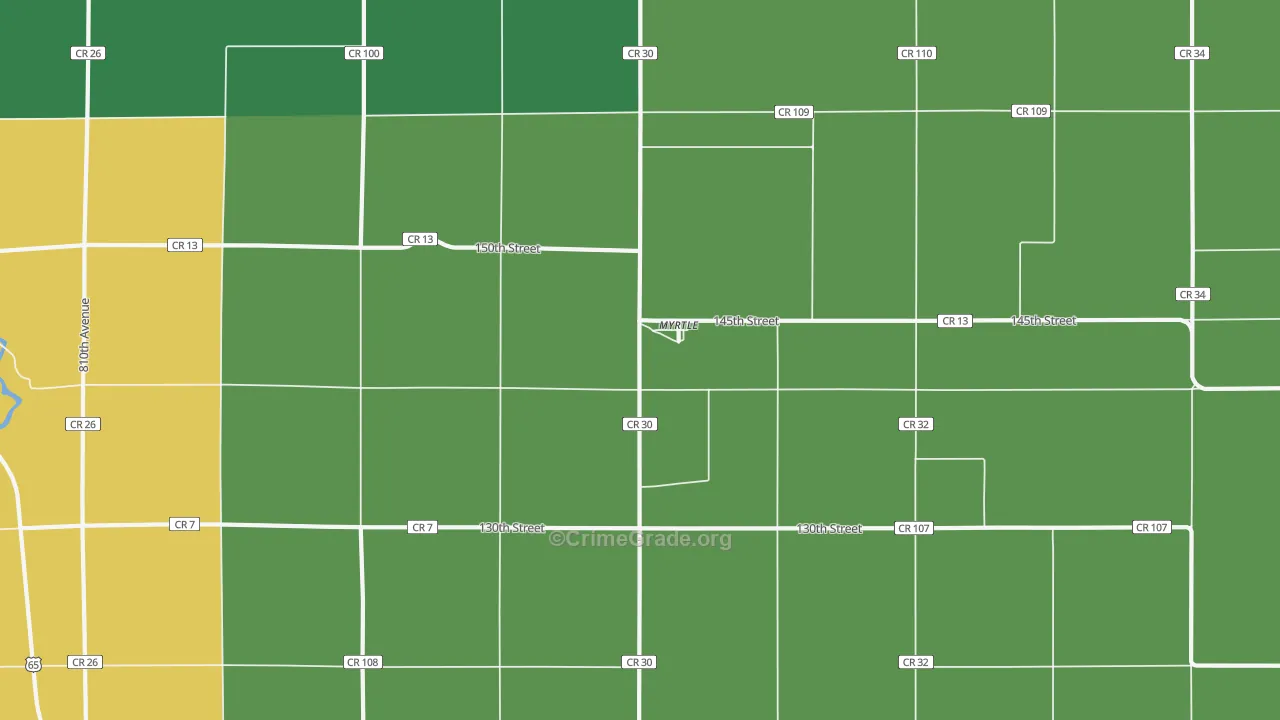 Myrtle, MN Map of Theft Rates