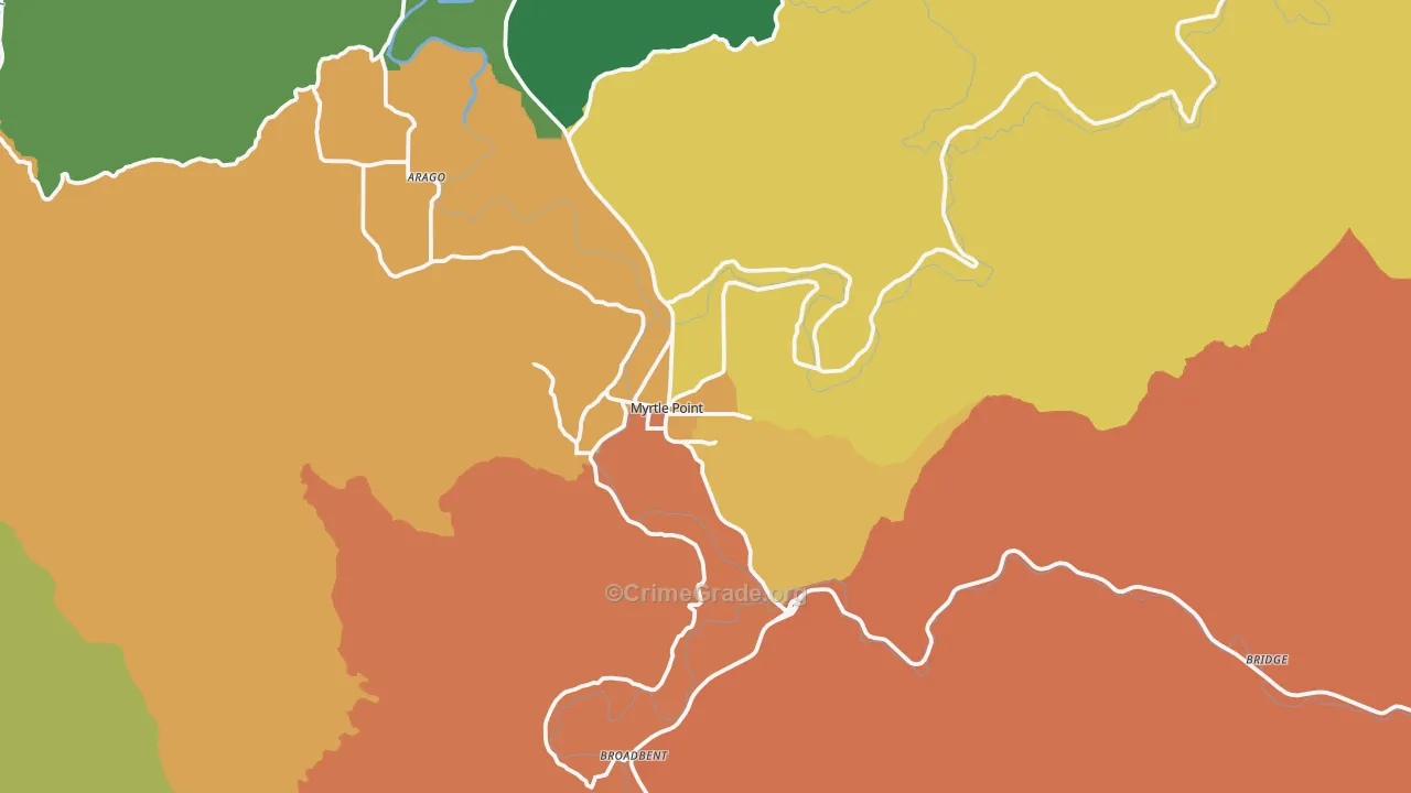 Myrtle Point, OR Map of Theft Rates