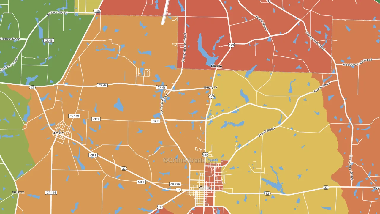 Mystic, GA Map of Theft Rates