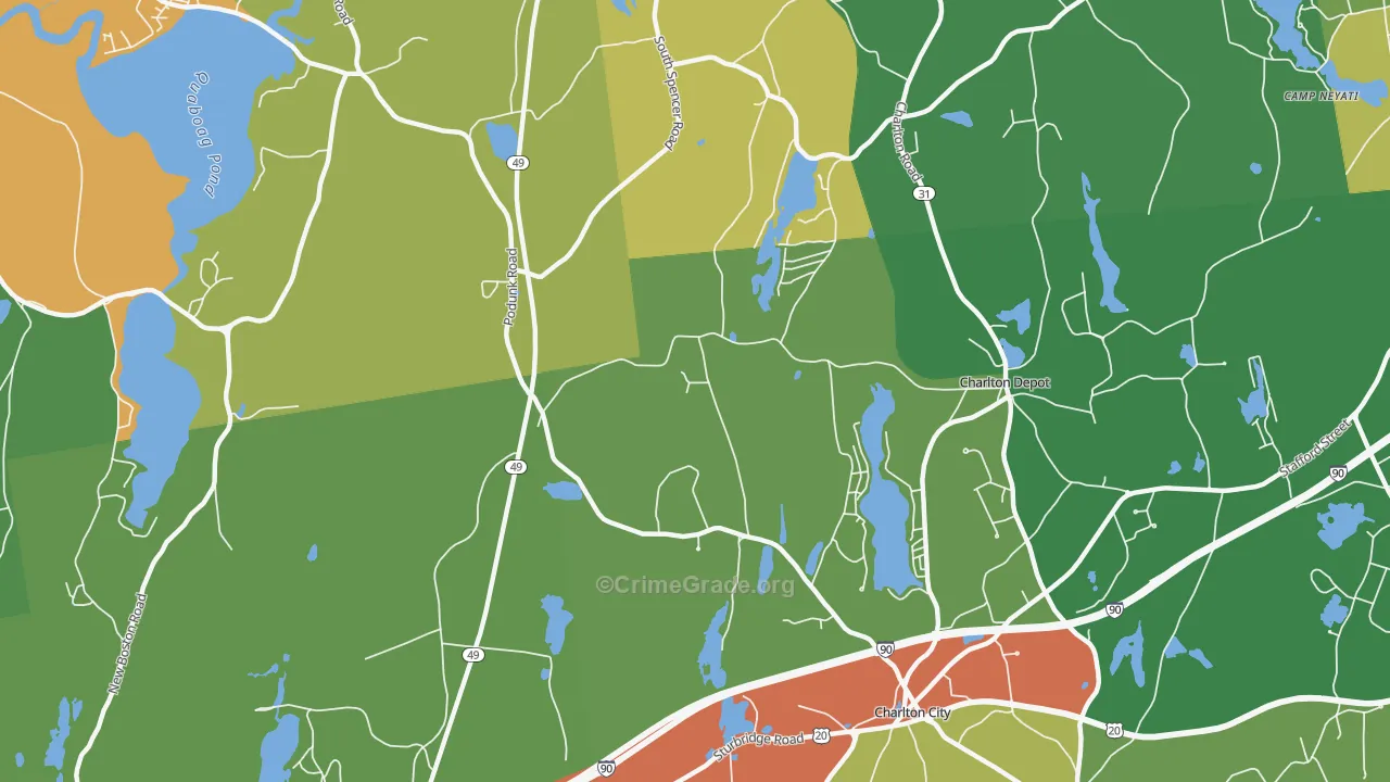 Mystic Grove, MA Map of Theft Rates
