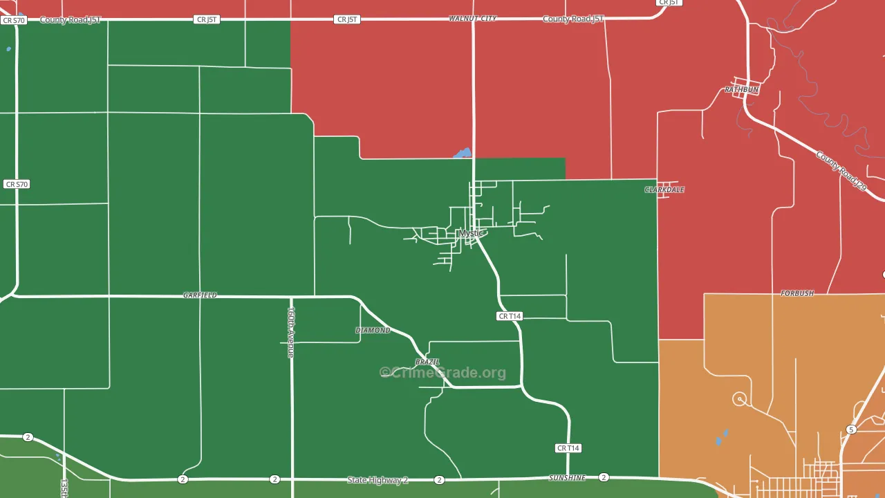 Mystic, IA Map of Theft Rates