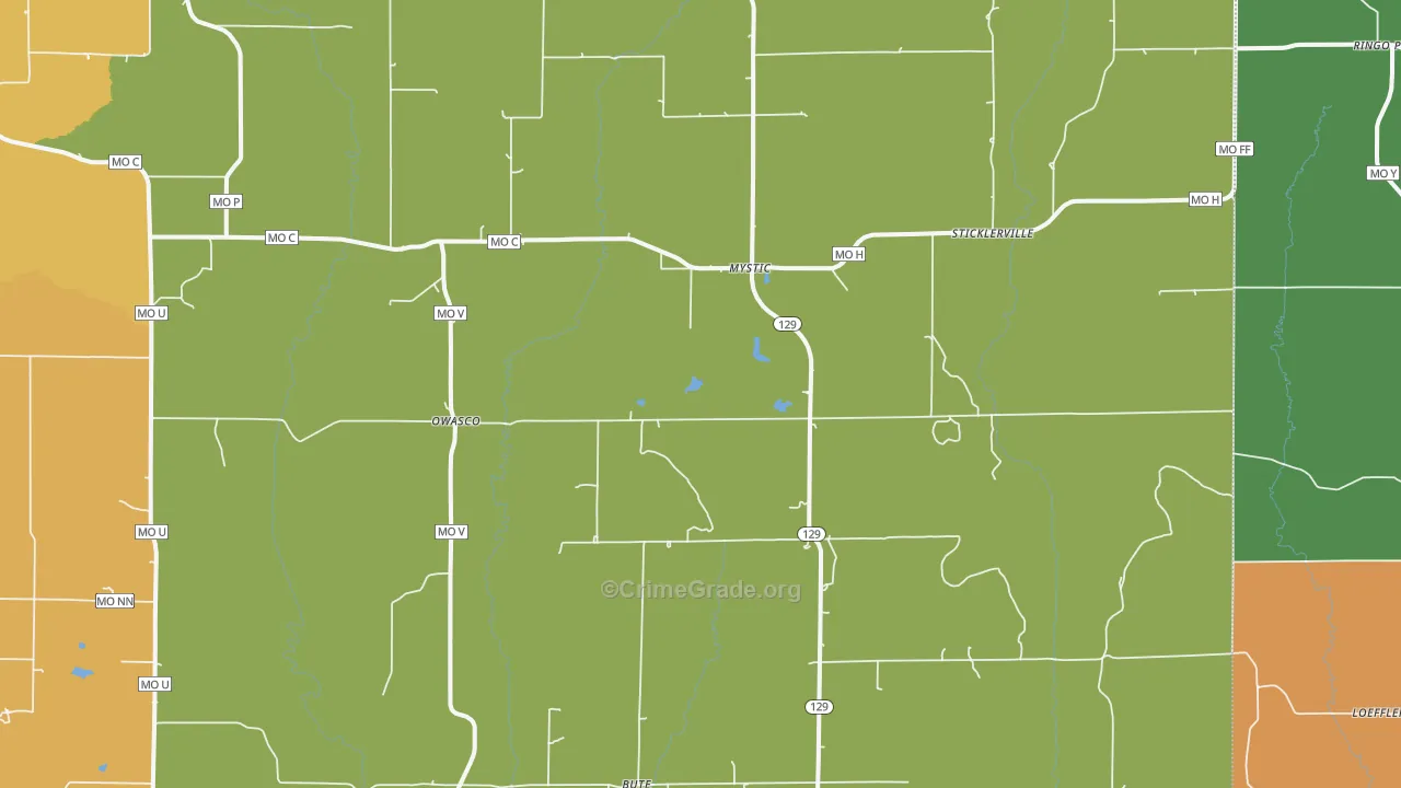 Mystic, MO Map of Theft Rates