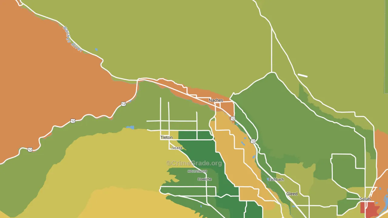 Naches, WA Map of Theft Rates
