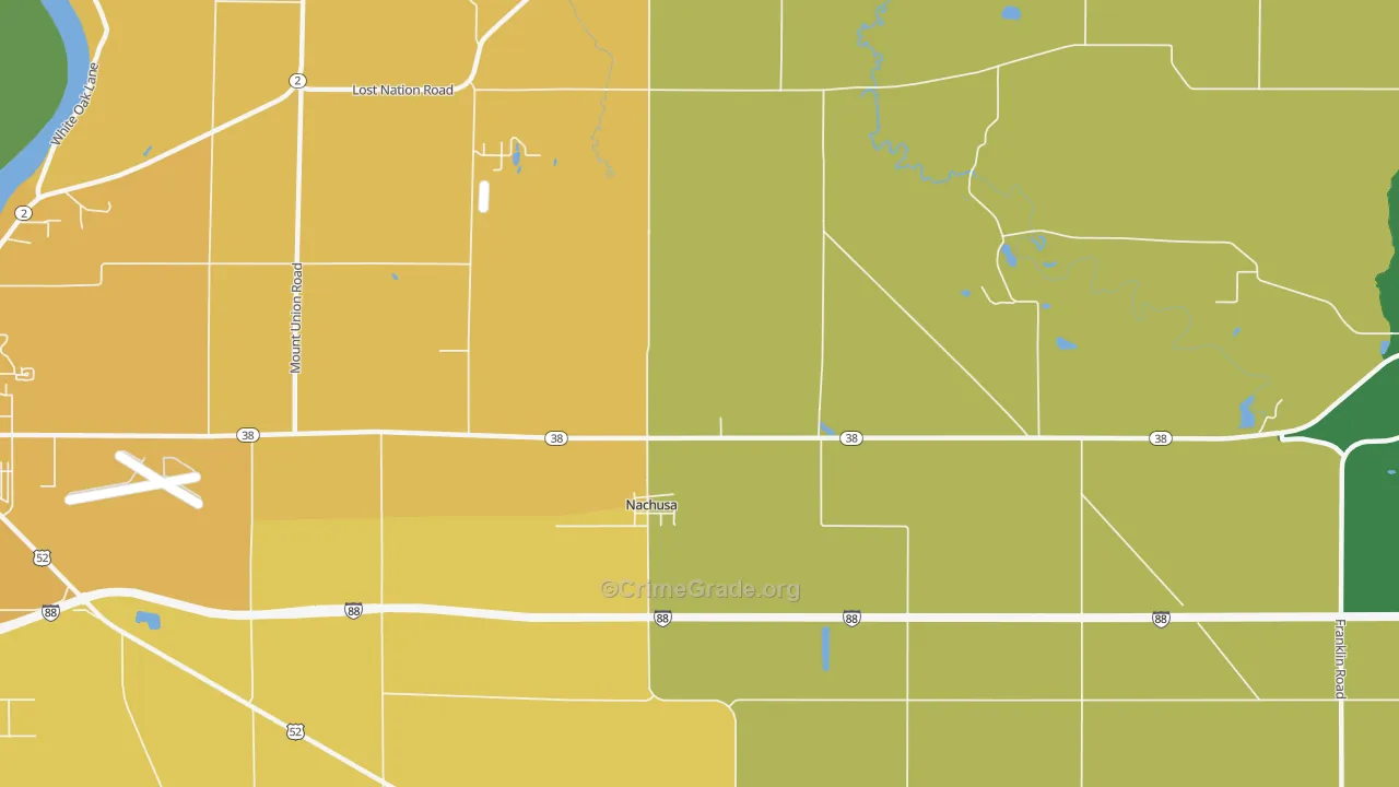 Nachusa, IL Map of Theft Rates