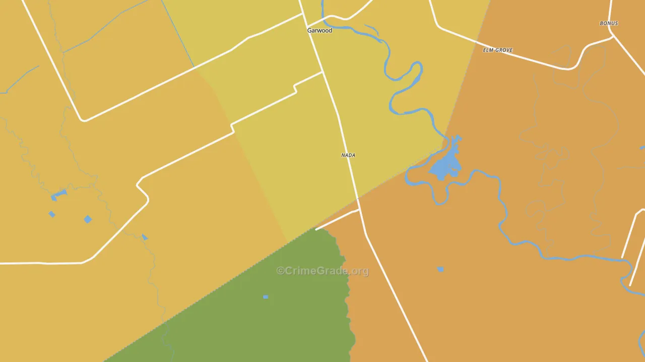 Nada, TX Map of Theft Rates