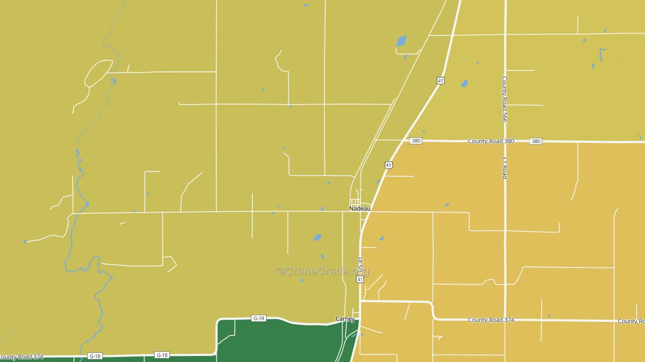 Nadeau, MI Map of Theft Rates