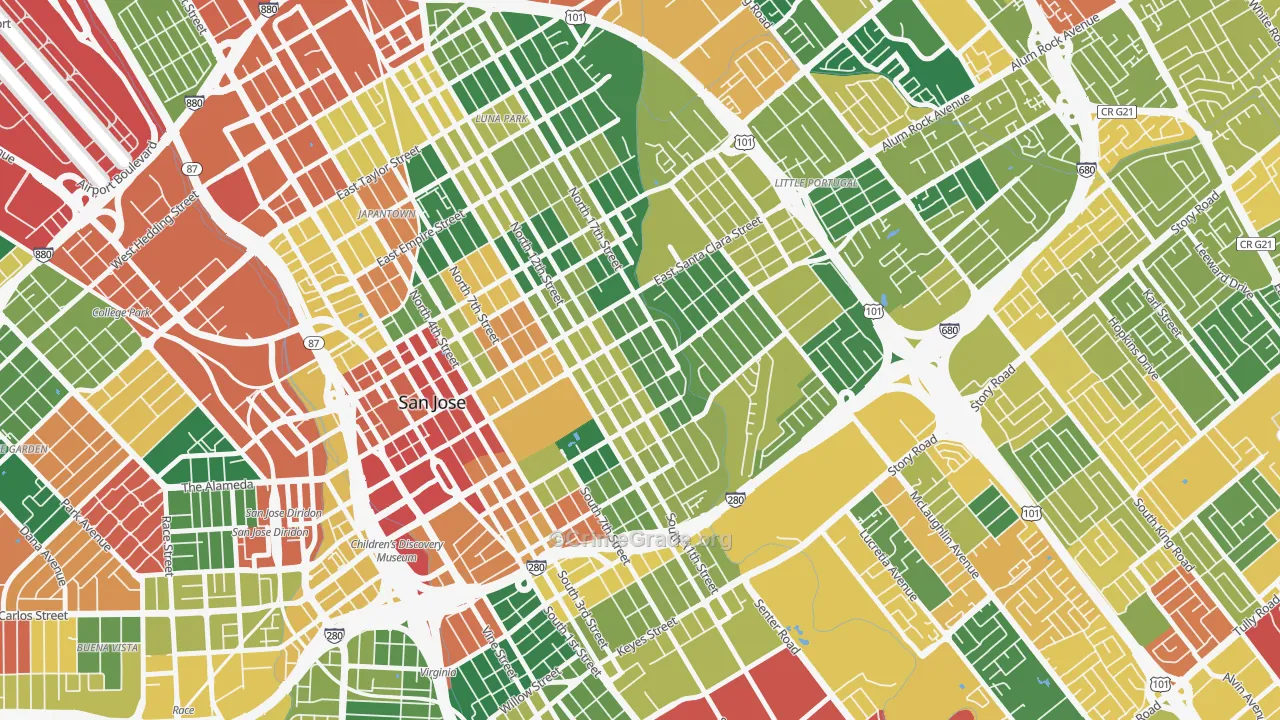 Naglee Park, San Jose, CA Map of Theft Rates