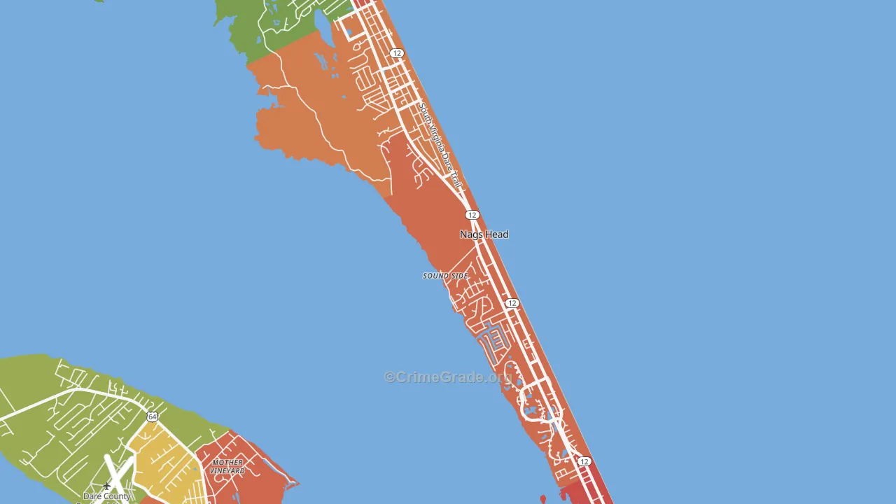 Nags Head, NC Map of Theft Rates