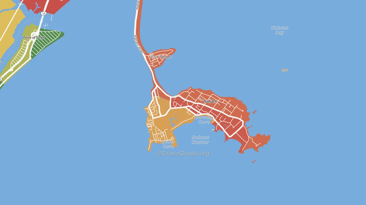 Nahant, MA Map of Theft Rates
