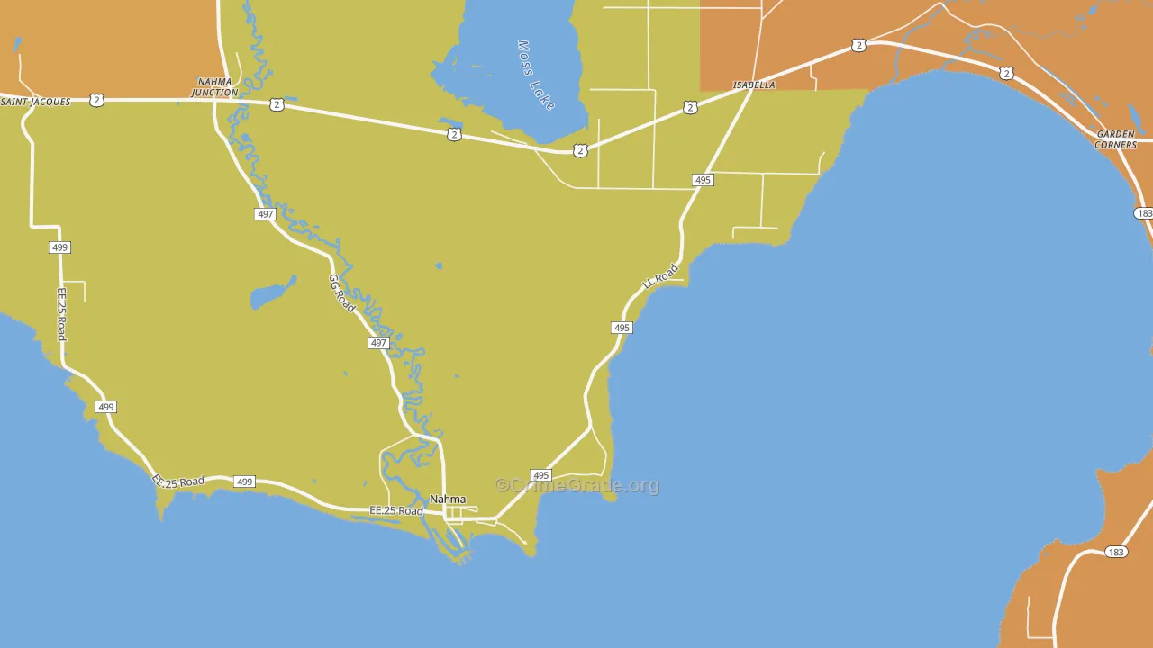 Nahma, MI Map of Theft Rates