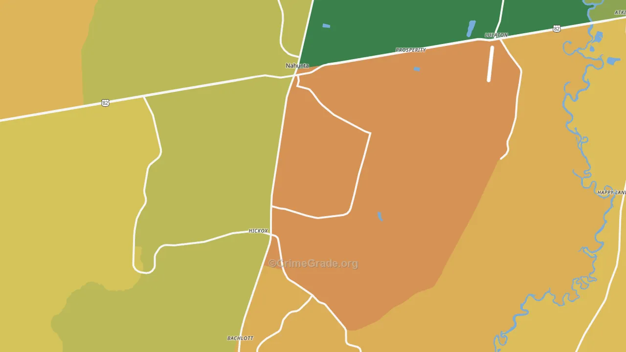 Nahunta, GA Map of Theft Rates