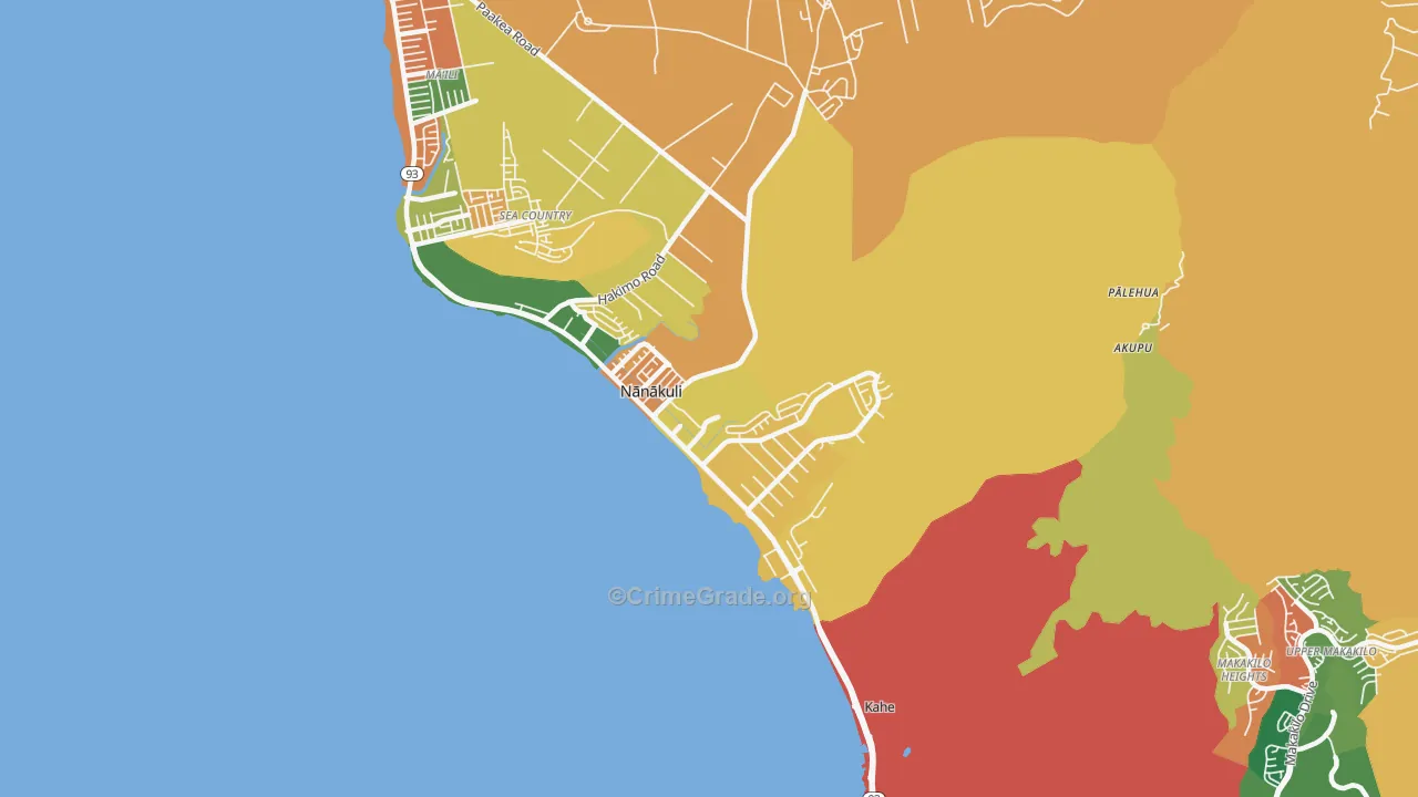 Nanakuli, HI Map of Theft Rates