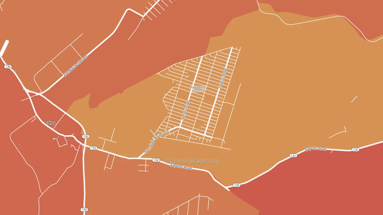 Nanawale Estates, HI Map of Theft Rates