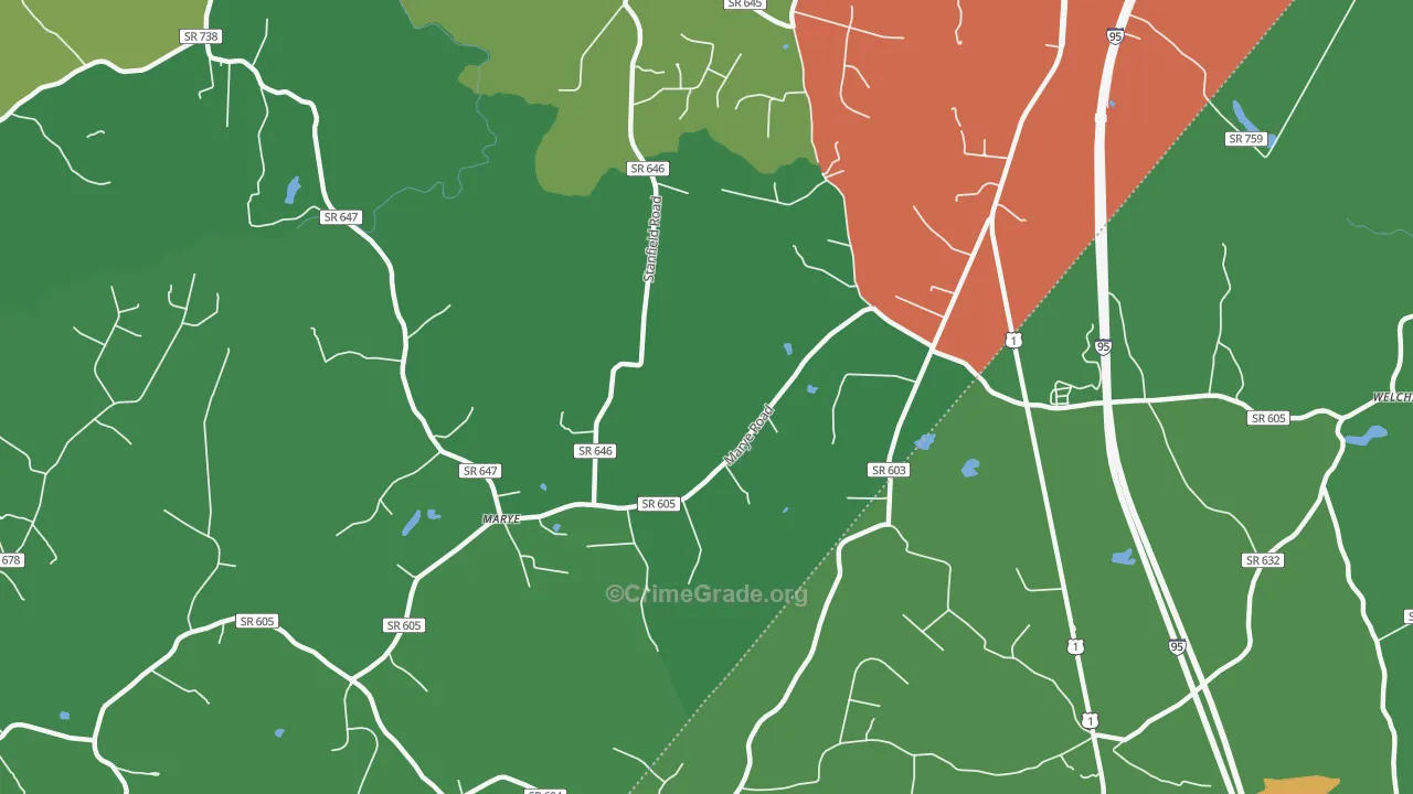Nancy Wrights Corner, VA Map of Theft Rates