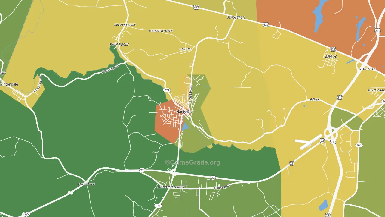 Nanty-Glo, PA Map of Theft Rates