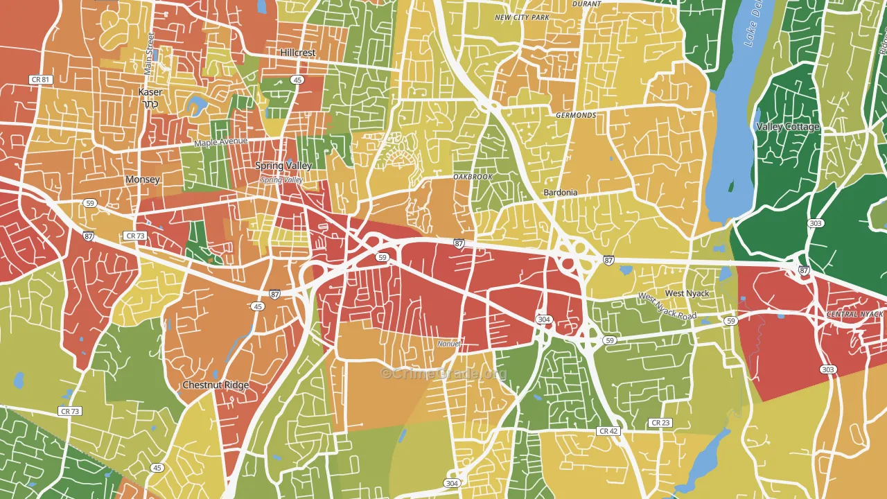 Nanuet, NY Map of Theft Rates