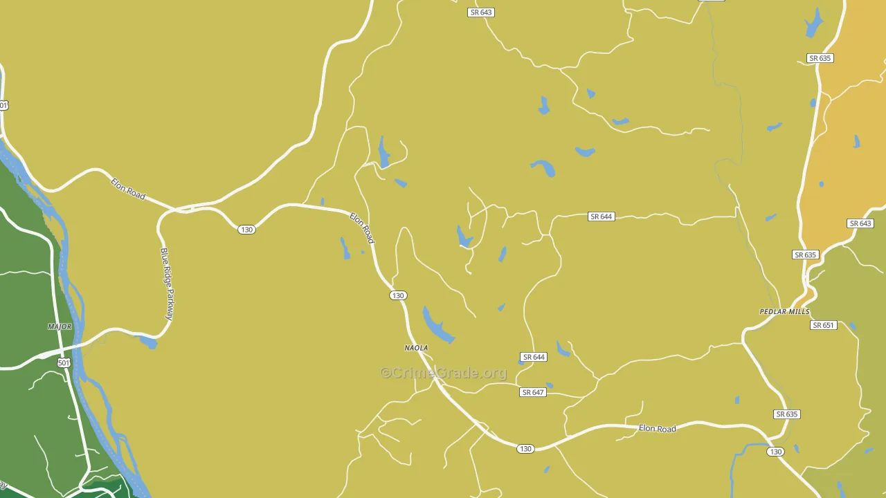 Naola, VA Map of Theft Rates
