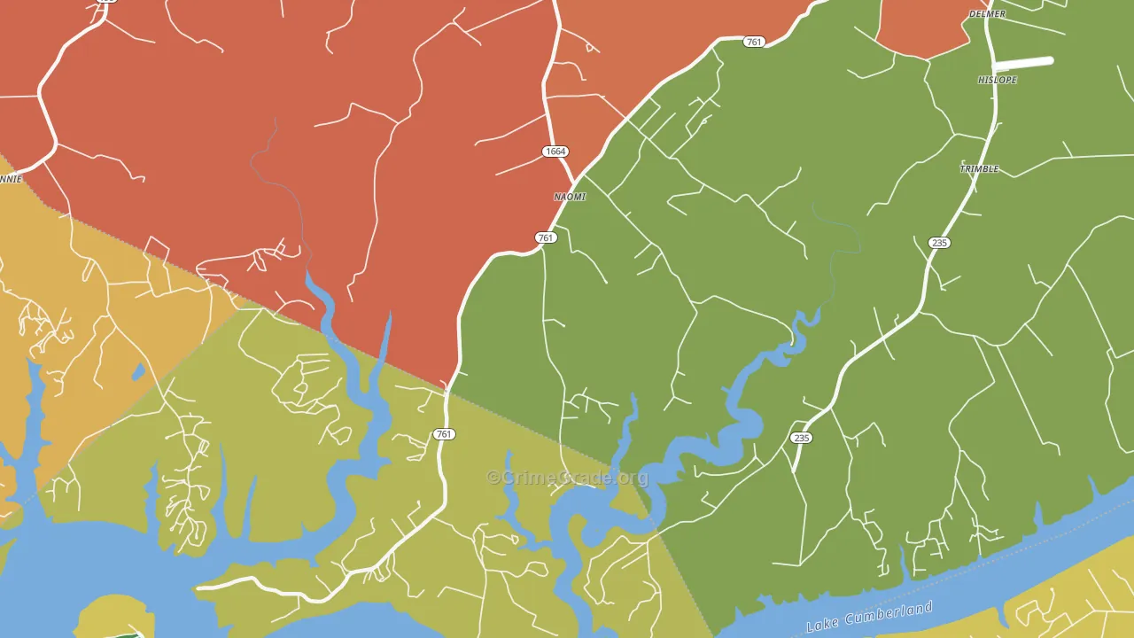 Naomi, KY Map of Theft Rates