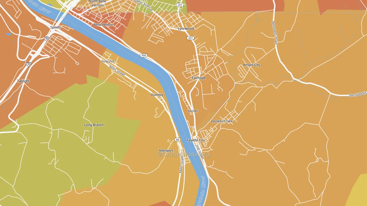 Naomi, PA Map of Theft Rates