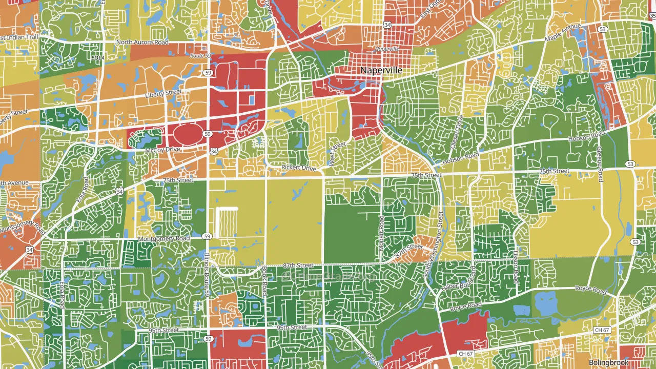 Naperville, IL Map of Theft Rates