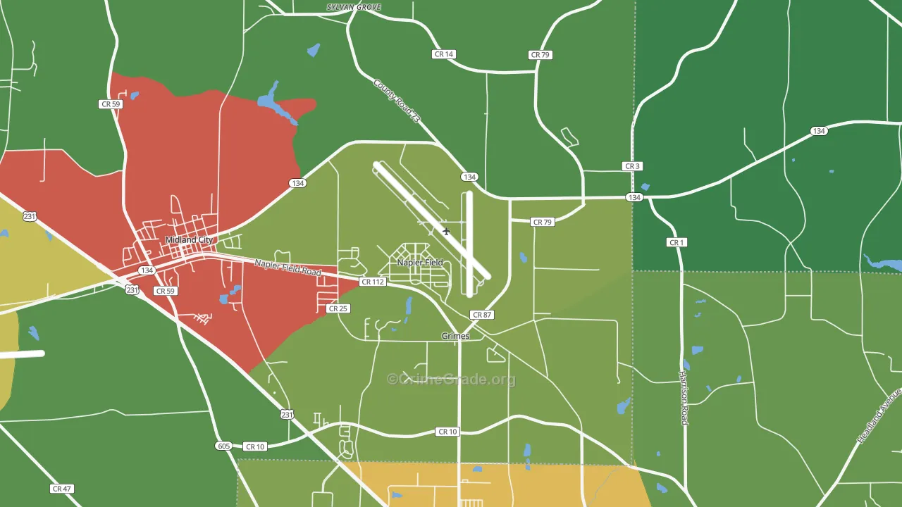 Napier Field, AL Map of Theft Rates